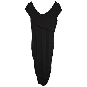 Stork & Babe Black Maternity Dress Large | Ruched Bodycon Baby Shower